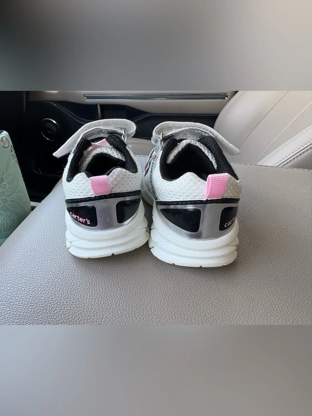Toddler Silver and Pink Athletic Sneakers - Velcro Strap